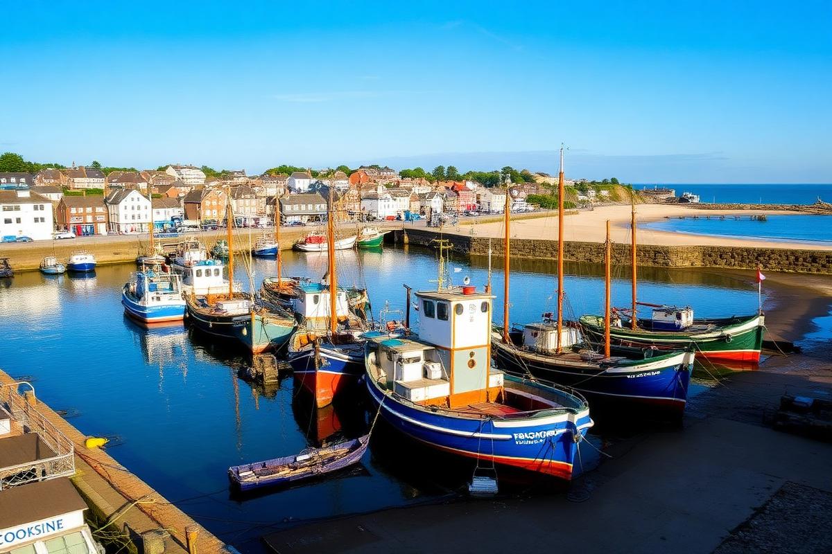 Fishing boats moored in Bridlington harbour