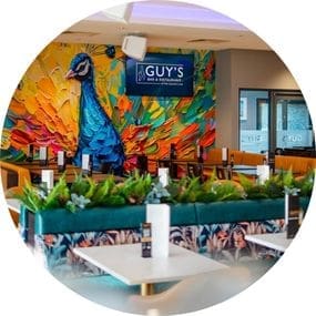 Colourful bar and entertainment space at Guy's